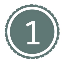 A WheelPad-Teal circle that has the resemblance of a tire, with the number